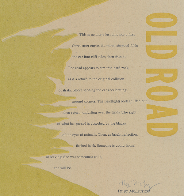 A Broadside of Rose McLarney’s “Old Road