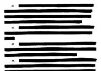 A heavily redacted page from the ACLU v. Ashcroft lawsuit of 2004. Every line of the page has been blacked out.