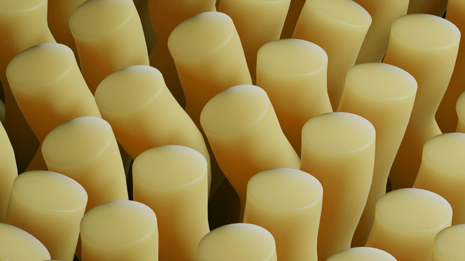 The round tops of string cheese sticks, viewed from above.