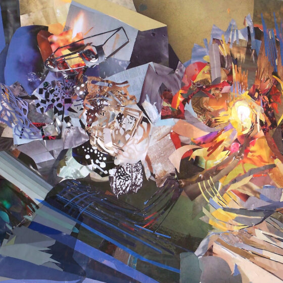 A collage of what appears to be a shiny, bright hole radiating outward.