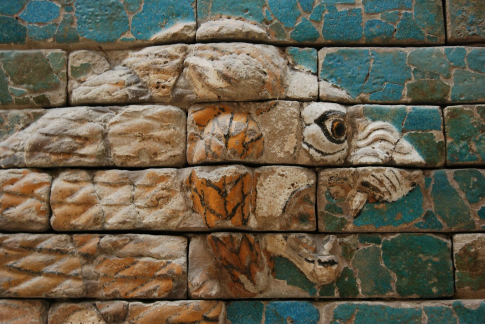 Image of a lion overlaid on bricks.