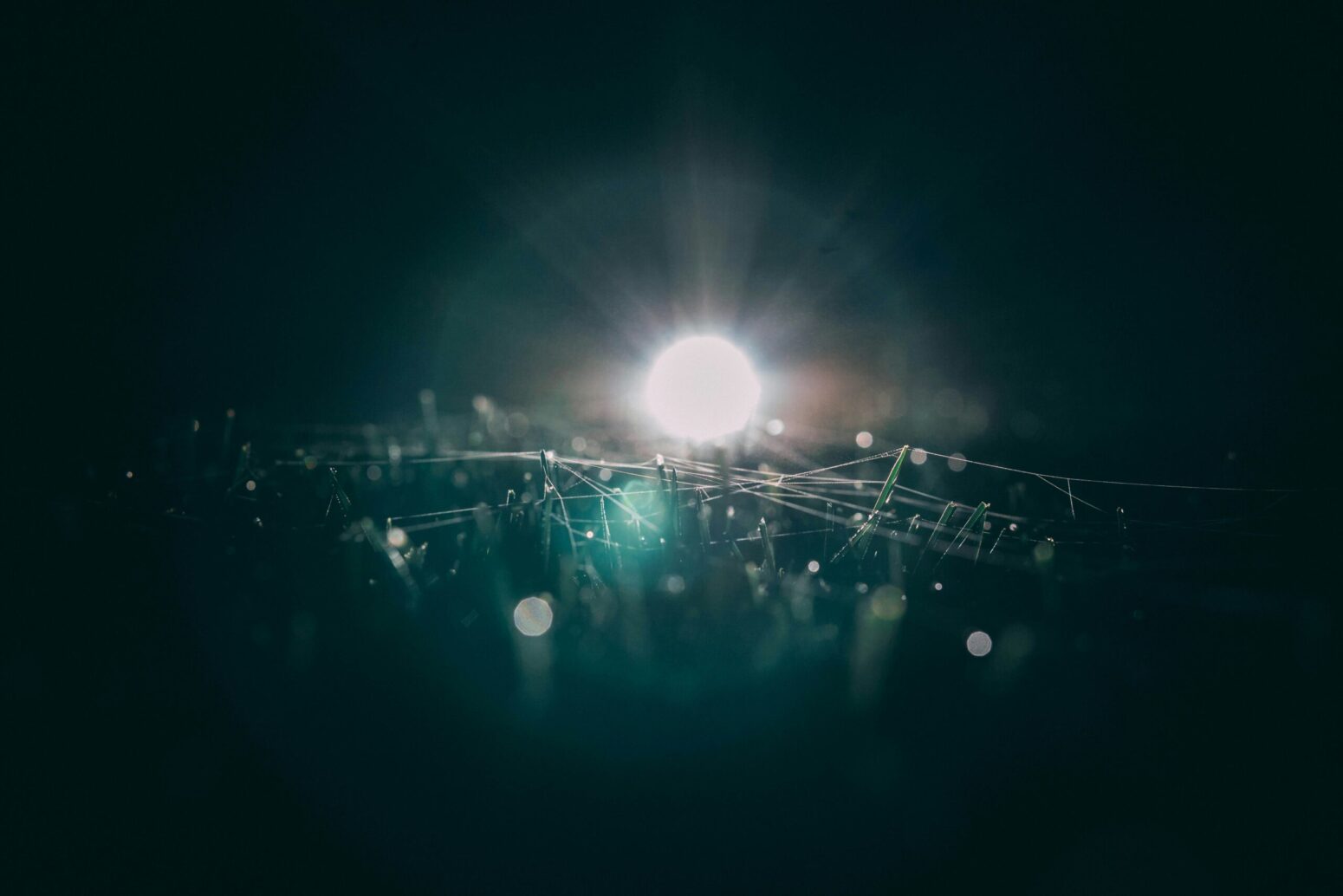 This photograph captures a lighted device at night.
