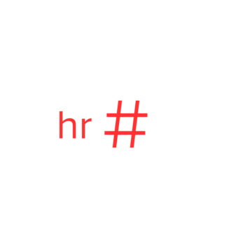 A proofreader's mark in red with the letters hr and then a hashtag shape