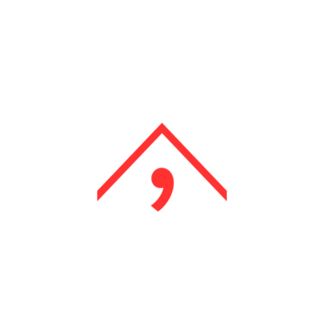 A proofreader's mark in red: a comma under an inverted V