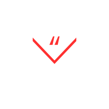 A proofreader's mark in red: A double quote mark with a widened V under it
