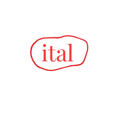 A proofreader's mark in red: the letters ital with a circle around them