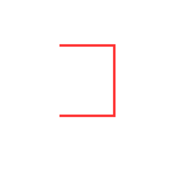 A figure made out of three lines, a sort of square with the right vertical line missing. A proofreader's mark in red.