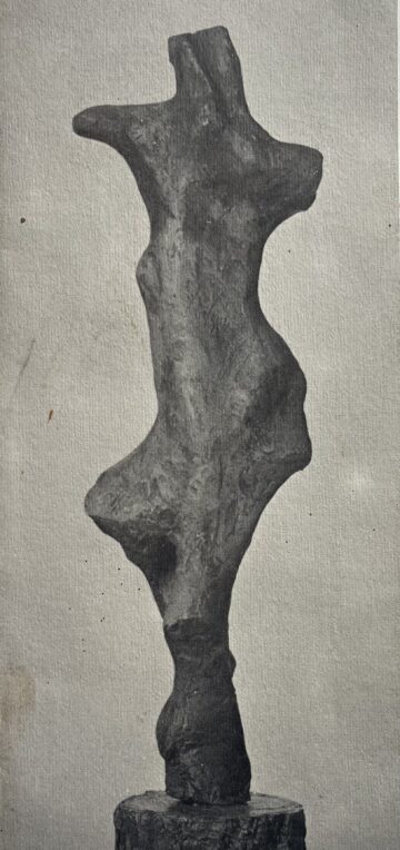 A sculpture by Sufi Ahmad. It vaguely resembles both a body in motion and a bone.